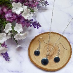 Labradorite Glitter Resin Earrings and Necklace