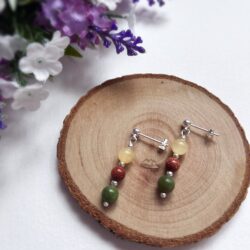 Autumn Leaves Beaded Gemstone Stud Drop Earrings