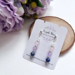 Menopause Support Gemstone Drop Stud Earrings, Moonstone, Rose Quartz, Amethyst and Sodalite Earrings